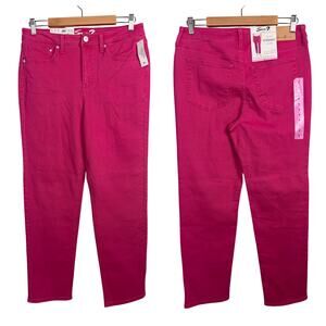 NWT Seven7 Women's 6 Slim Straight Jeans High Rise Pink Stretch Ankle Casual‎